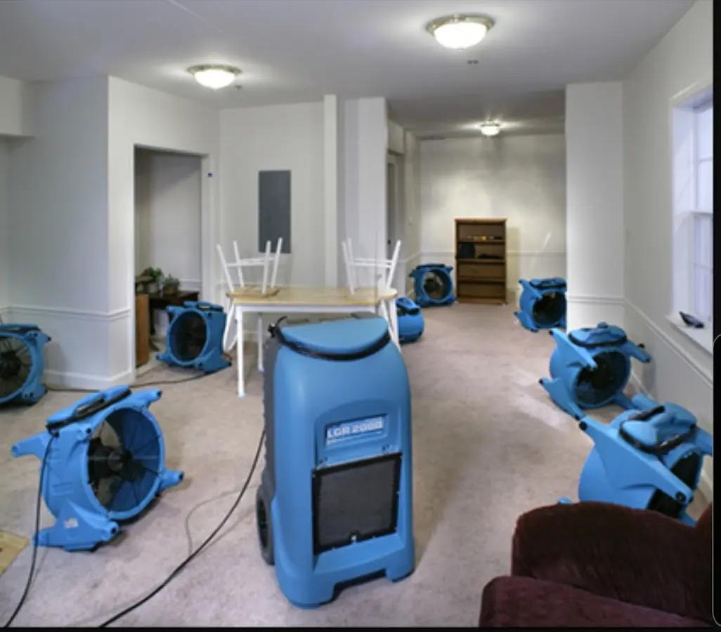 Air movers and dehumidifier setup for Water Extraction & Removal in North Haven