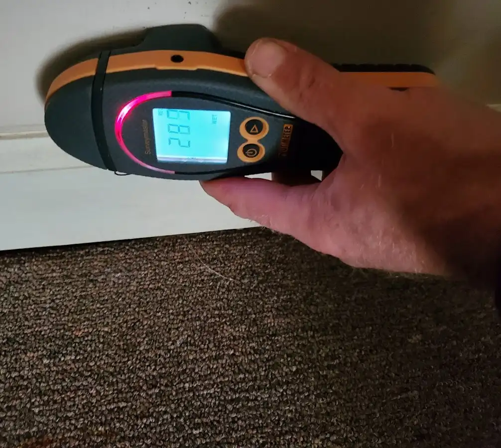 Moisture detection at baseboard during Burst Pipe Cleanup in North Haven